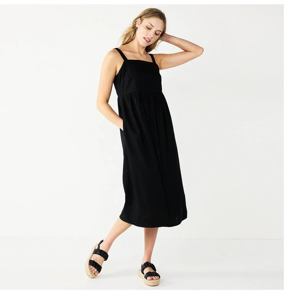 NWT Woman’s Linen Cami Midi Dress with Pockets size XXL